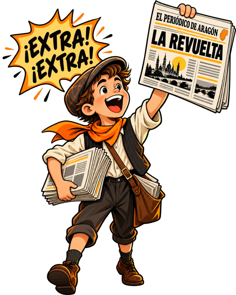 Joven pregonero del periódico ¡Extra!
